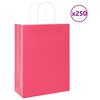 vidaXL Paper Bags 250 pcs with Handles Pink 26x12x35 cm