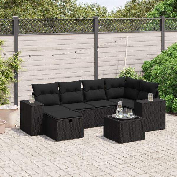 vidaXL Garden Sofa Set Black