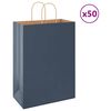 vidaXL Paper Bags 50 pcs with Handles Blue 12.6x6.7x17.3"