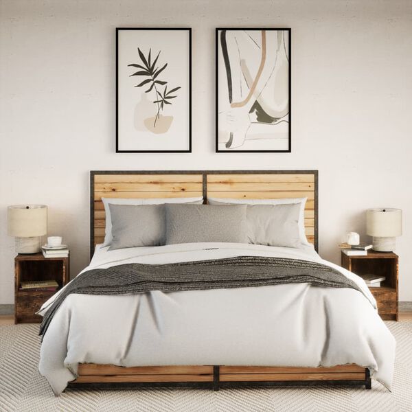 vidaXL Bedside Cabinet Set of 2 Smoked Oak Engineered Wood Medium