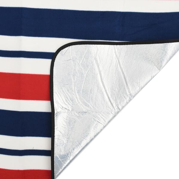 vidaXL Picnic Blanket Foldable Red and Blue Stripe 78.7"x59.1" Velvet