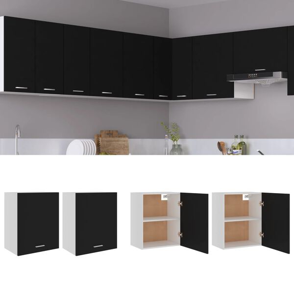 vidaXL Hanging Cabinet Set of 2 Black Engineered Wood Medium