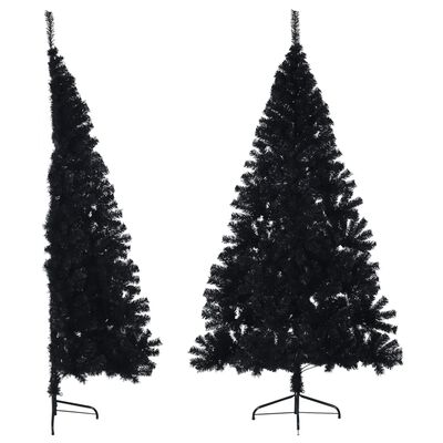 vidaXL Artificial Half Christmas Tree with Stand Black 8 ft PVC