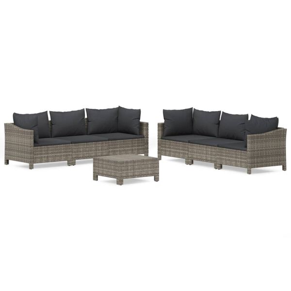 vidaXL Garden Lounge Set Gray PE rattan Modular Garden Lounge Set