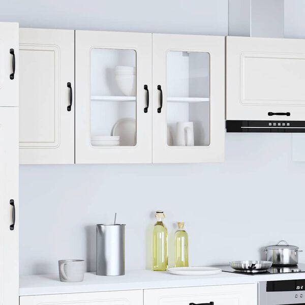 vidaXL Kitchen Wall Cabinet White Engineered wood and glass Medium