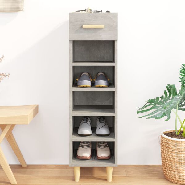 vidaXL Shoe Cabinet Concrete Grey 11.8x13.8x41.3" Engineered Wood