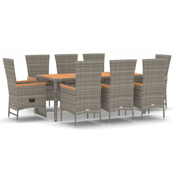 vidaXL Garden Dining Set Grey