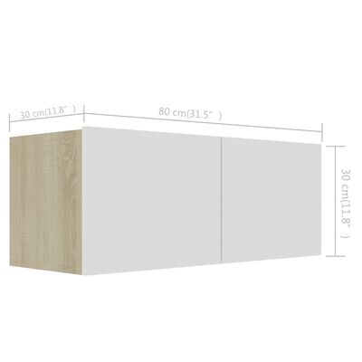 vidaXL 4 Piece TV Cabinet Set White and Sonoma Oak Chipboard
