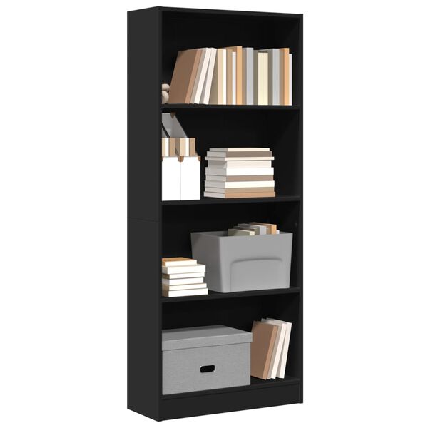 vidaXL Bookcase Black Engineered Wood Standard Bookcase Rectangular