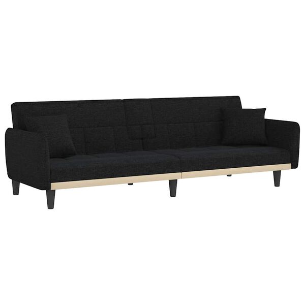 vidaXL Sofa Bed Black 100% polyester fabric, plywood, plastic Large