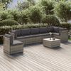 vidaXL Garden Lounge Set Grey PE rattan, Powder-coated steel, Polyester, PVC