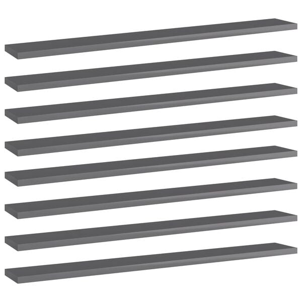 vidaXL Shelf Set of 8 High Gloss Grey Engineered Wood
