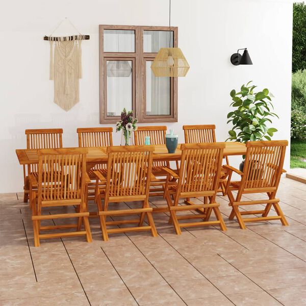 vidaXL Garden Dining Set Warm brown Teak wood Large Foldable