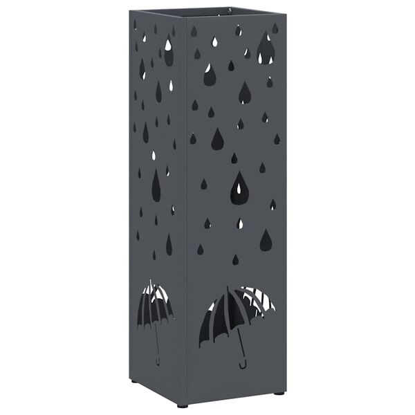vidaXL Umbrella Stand Anthracite 15.5 x 15.5 x 49 cm Metal