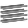 vidaXL Wall Shelf Set of 4 Grey MDF Small Wall Shelf Rectangular