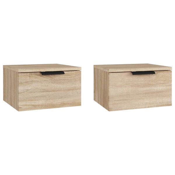 vidaXL Wall-mounted Bedside Cabinet Set of 2 Sonoma oak Engineered wood
