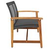 vidaXL Garden Bench Black and Brown Poly Rattan, Solid Acacia Wood, Metal