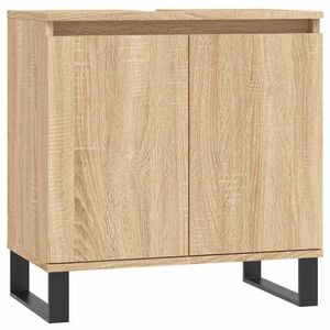 vidaXL Bathroom Cabinet Sonoma Oak Engineered Wood, Iron Medium