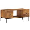 vidaXL Coffee Table Brown, Black Solid Mango Wood, Steel 35.4x17.7x15.7 in