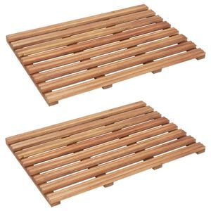 vidaXL Bath Mat Set of 2 Natural Acacia Solid acacia wood 22.0 x 14.6 in