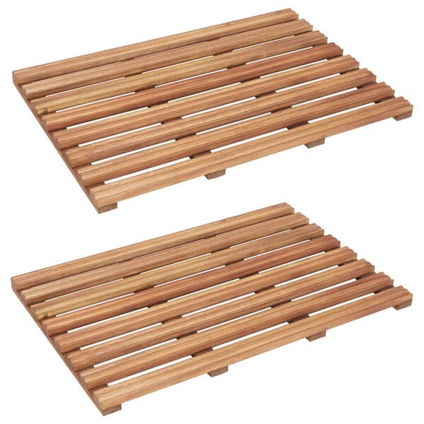 vidaXL Bath Mat Set of 2 Natural Acacia Solid acacia wood 22.0 x 14.6 in