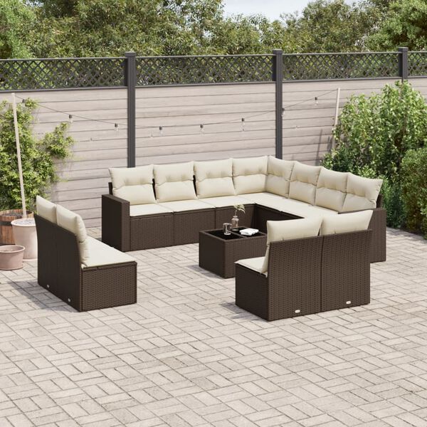 vidaXL Garden Sofa Set Brown