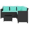 vidaXL Patio Sofa Black, Blue PE Rattan, Powder-Coated Steel, Tempered Glass