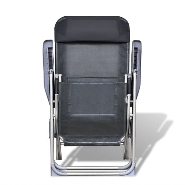 vidaXL Camping Chair Set of 2 Grey Aluminum frame Medium