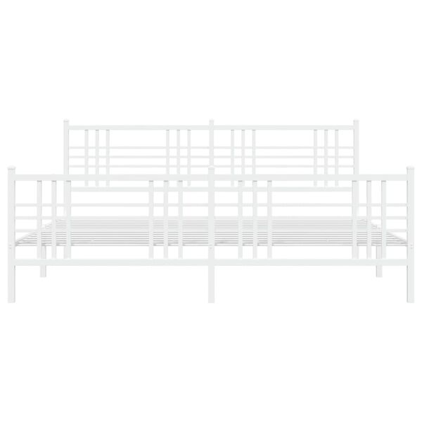vidaXL Bed Frame White Steel Double Bed Frame Rectangular