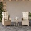 vidaXL Reclining Garden Chair Set of 2 Beige