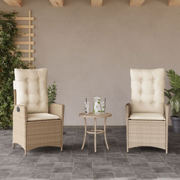 vidaXL Reclining Garden Chair Set of 2 Beige