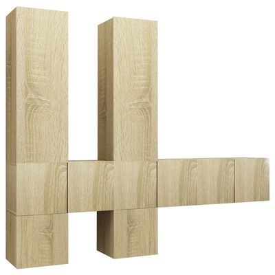 vidaXL 7 Piece TV Stand Set Sonoma Oak Engineered Wood