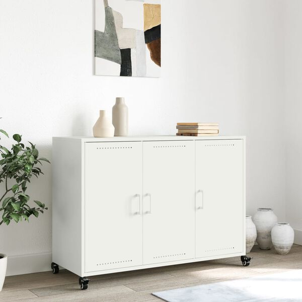 vidaXL Sideboard White Cold-rolled steel 39.6 x 15.4 x 28.3 in Sideboard