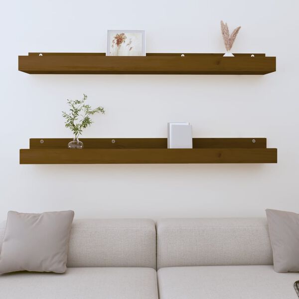 vidaXL Wall Shelf Honey brown Solid pine wood Standard Wall mounting