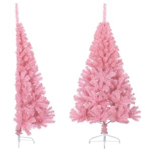 vidaXL Christmas Tree Pink PVC, Steel Tall Decorative Inlays