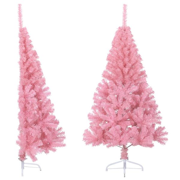 vidaXL Christmas Tree Pink PVC, Steel Tall Decorative Inlays