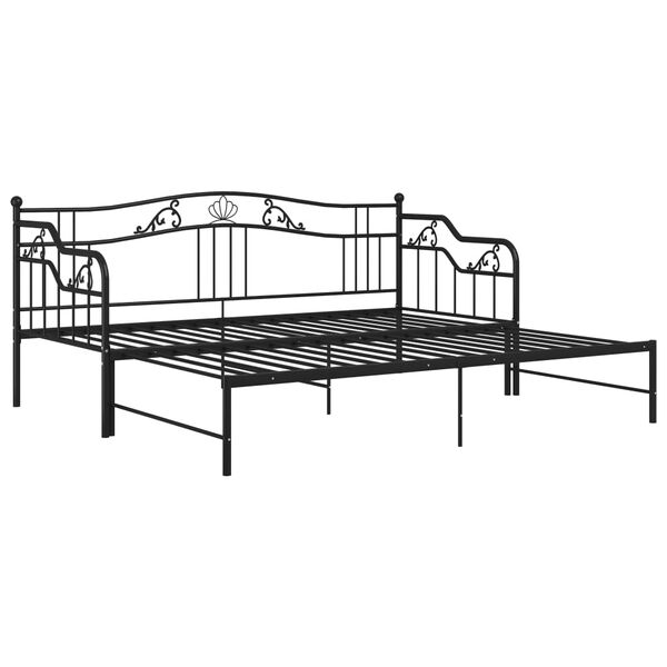 vidaXL Pull-out Sofa Bed Frame without Mattress Black Metal 90 x 78.7 "