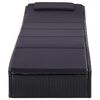 vidaXL Sunbed Black rattan + black cushion Poly rattan + steel Standard