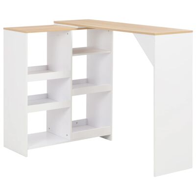 vidaXL Bar Table with Moveable Shelf White 54.3"x15.4"x43.3"