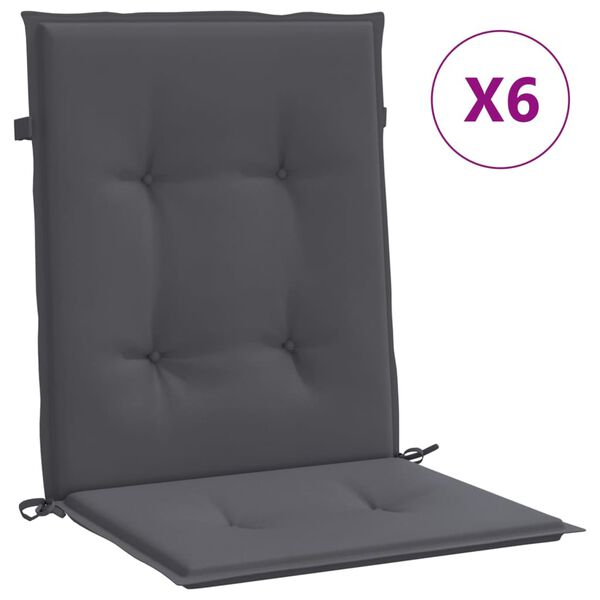 vidaXL Lowback Chair Cushion Set of 6 Anthracite