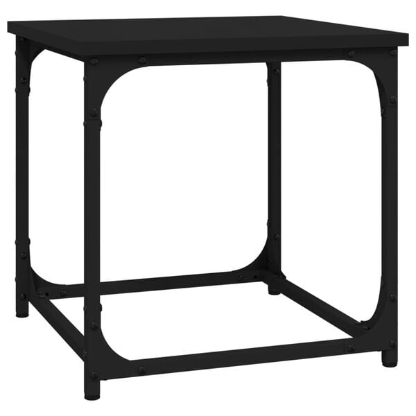 vidaXL Side Table Black Engineered Wood, Steel 15.7 in Adjustable Feet
