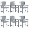 vidaXL Patio Chairs with Cushions 6 pcs Solid Acacia Wood Gray