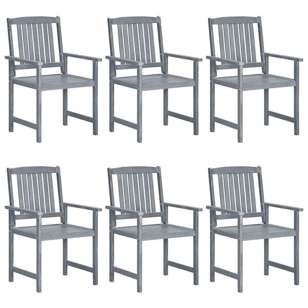 vidaXL Patio Chairs with Cushions 6 pcs Solid Acacia Wood Gray