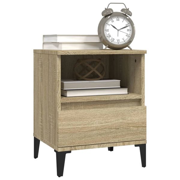 vidaXL Bedside Cabinet Sonoma Oak Engineered wood, metal Medium