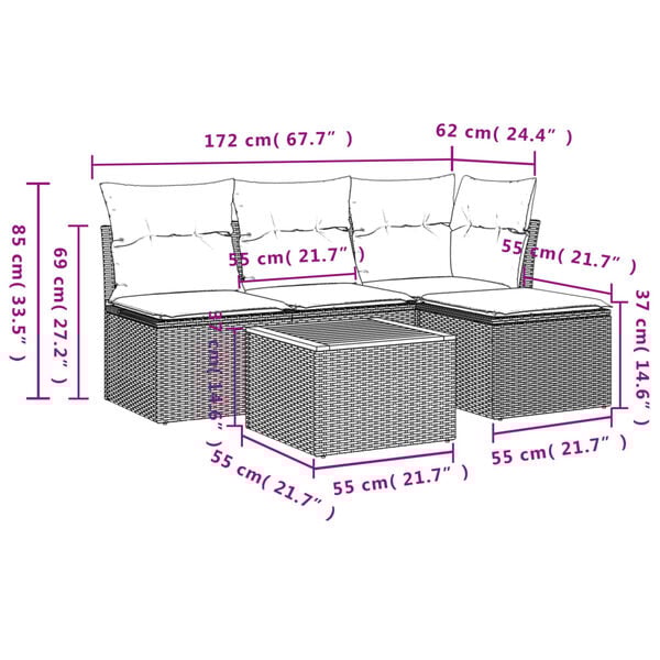 vidaXL Garden Sofa Set Beige