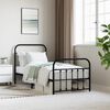 vidaXL Bed Frame Black Powder-Coated Steel Twin Storage Bed Frame
