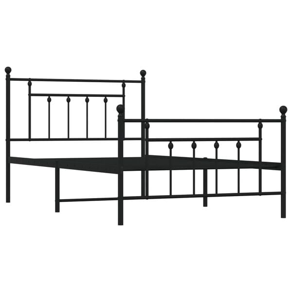 vidaXL Bed Frame Black Powder-Coated Steel Twin Bed Frame Rectangular