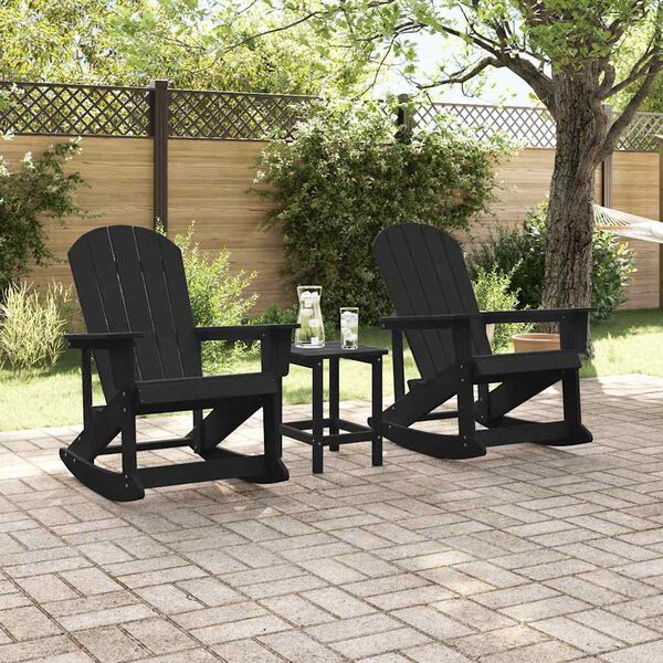 vidaXL Garden Lounge Set 3 pcs Black HDPE