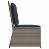 vidaXL Reclining Patio Bench Grey poly rattan, Navy blue cushions
