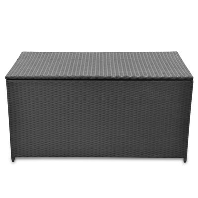 vidaXL Patio Storage Box Black 47.2"x19.7"x23.6" Poly Rattan